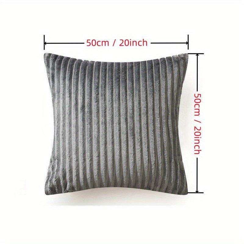 Soft Plush Throw Pillow Covers Solid Striped Design
