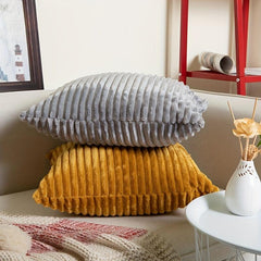 Soft Plush Throw Pillow Covers Solid Striped Design