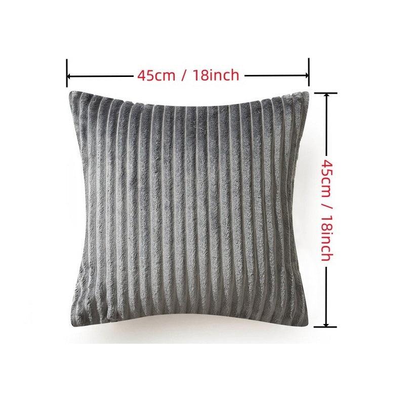 Soft Plush Throw Pillow Covers Solid Striped Design