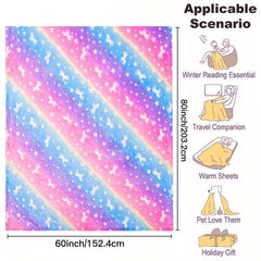 Glow In The Dark Unicorn Blanket Soft Flannel Sofa Bed Car