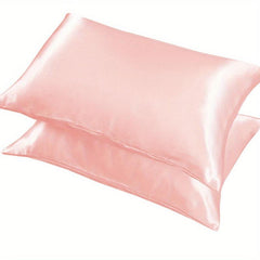 2pcs Satin Pillow Cases Soft & Breathable Envelope Closure Smooth Pillow Cover