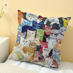 Cat Square Cushion Cover Zippered Printed Pillowcase for Home Decor