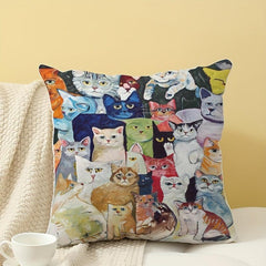 Cat Square Cushion Cover Zippered Printed Pillowcase for Home Decor