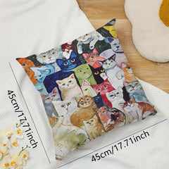 Cat Square Cushion Cover Zippered Printed Pillowcase for Home Decor