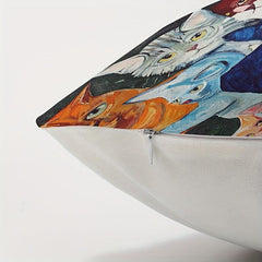 Cat Square Cushion Cover Zippered Printed Pillowcase for Home Decor