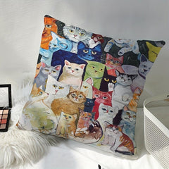 Cat Square Cushion Cover Zippered Printed Pillowcase for Home Decor