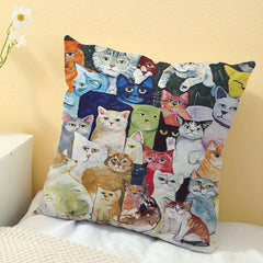Cat Square Cushion Cover Zippered Printed Pillowcase for Home Decor