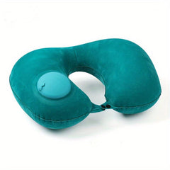 Soft U Shaped Inflatable Travel Neck Pillow for Long Trips - Washable Cover