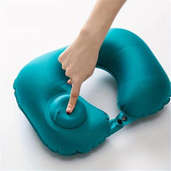 Soft U Shaped Inflatable Travel Neck Pillow for Long Trips - Washable Cover