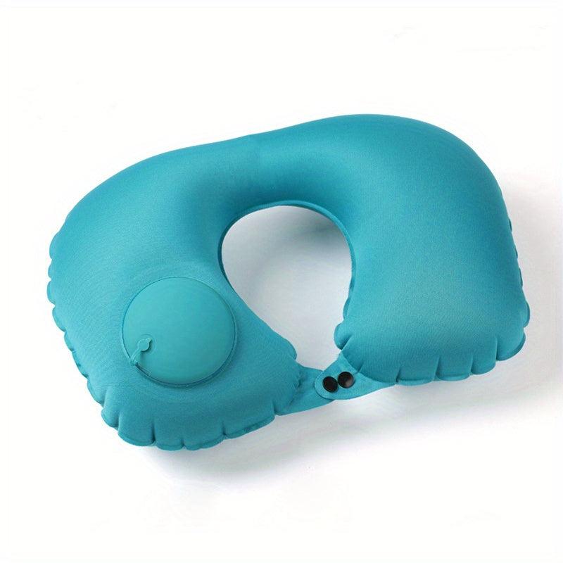 Soft U Shaped Inflatable Travel Neck Pillow for Long Trips - Washable Cover