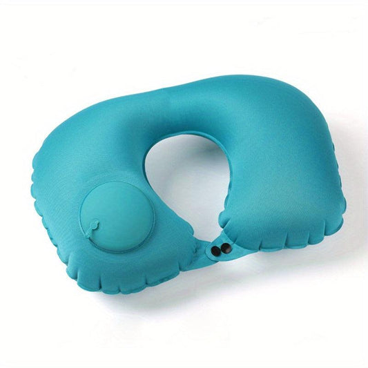 Soft U Shaped Inflatable Travel Neck Pillow for Long Trips - Washable Cover