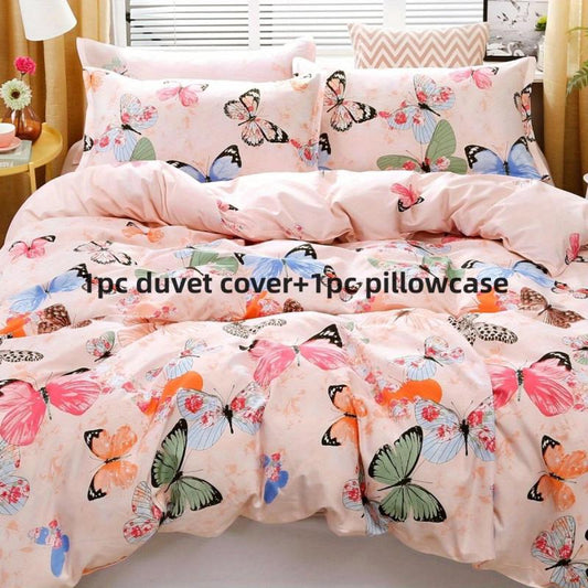 3pc Butterfly Duvet Cover Set, 1 Duvet Cover, 2 Pillowcases