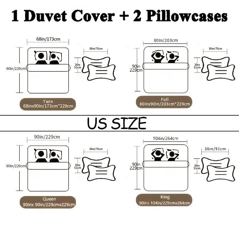 Christmas Duvet Cover Set Reindeer Striped Print Bedding Set