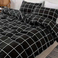 Plaid Pattern Duvet Cover Set for Bedroom, 3pcs