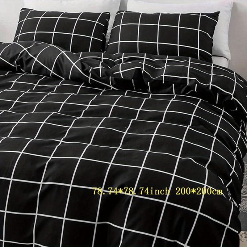 Plaid Pattern Duvet Cover Set for Bedroom, 3pcs