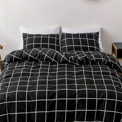 Plaid Pattern Duvet Cover Set for Bedroom, 3pcs