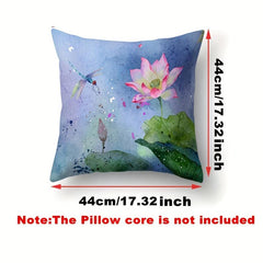 Vintage Flower Pattern Pillowcase Green Painting Flower Bird Pillow Cover