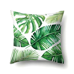 Tropical Leaves Polyester Cushion Cover 17x17 Inches