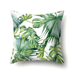 Tropical Leaves Polyester Cushion Cover 17x17 Inches