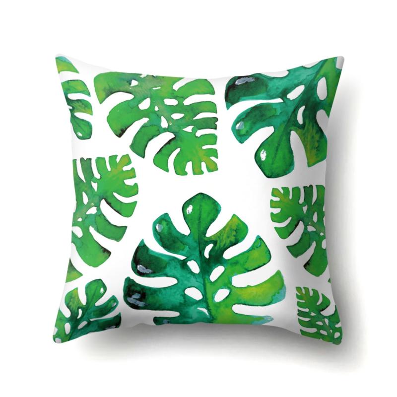 Tropical Leaves Polyester Cushion Cover 17x17 Inches