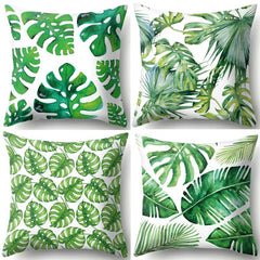 Tropical Leaves Polyester Cushion Cover 17x17 Inches