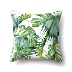 Tropical Leaves Polyester Cushion Cover 17x17 Inches