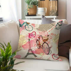 Paris Flowers Graffiti Watercolor Pillowcase