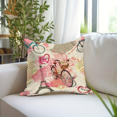 Paris Flowers Graffiti Watercolor Pillowcase