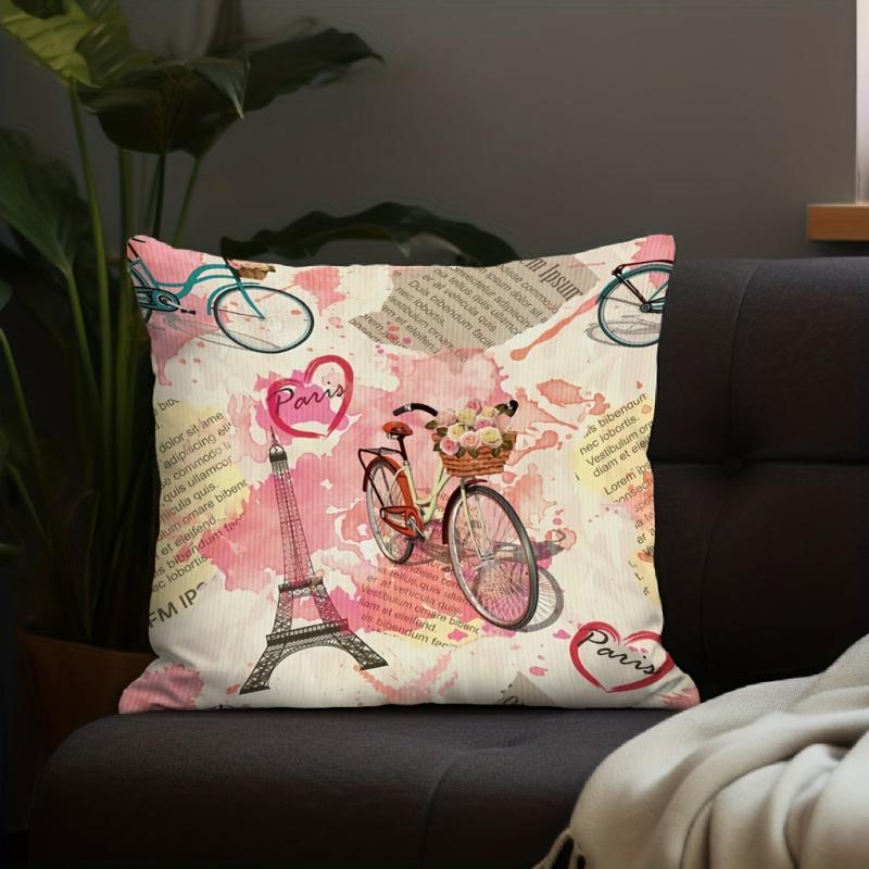 Paris Flowers Graffiti Watercolor Pillowcase