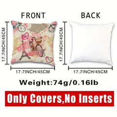 Paris Flowers Graffiti Watercolor Pillowcase