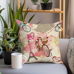 Paris Flowers Graffiti Watercolor Pillowcase