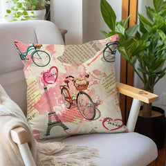Paris Flowers Graffiti Watercolor Pillowcase