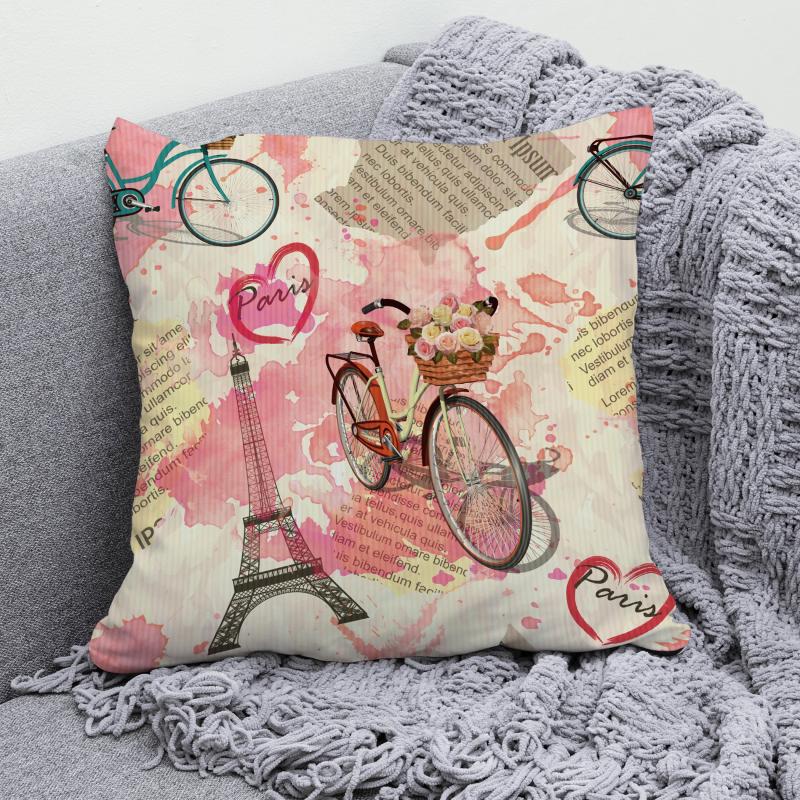 Paris Flowers Graffiti Watercolor Pillowcase