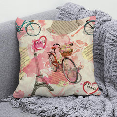 Paris Flowers Graffiti Watercolor Pillowcase