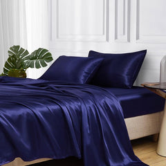 Soft Satin Bedding Set with 1 Flat Sheet, 1 Fitted Sheet, and 2 Pillowcases