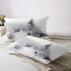 3pc 3D Cat Print Duvet Cover Set, Soft Comfortable Bedding with Zipper