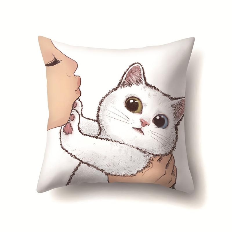 Cat Cushion Cover Throw Pillow Case for Home Decor