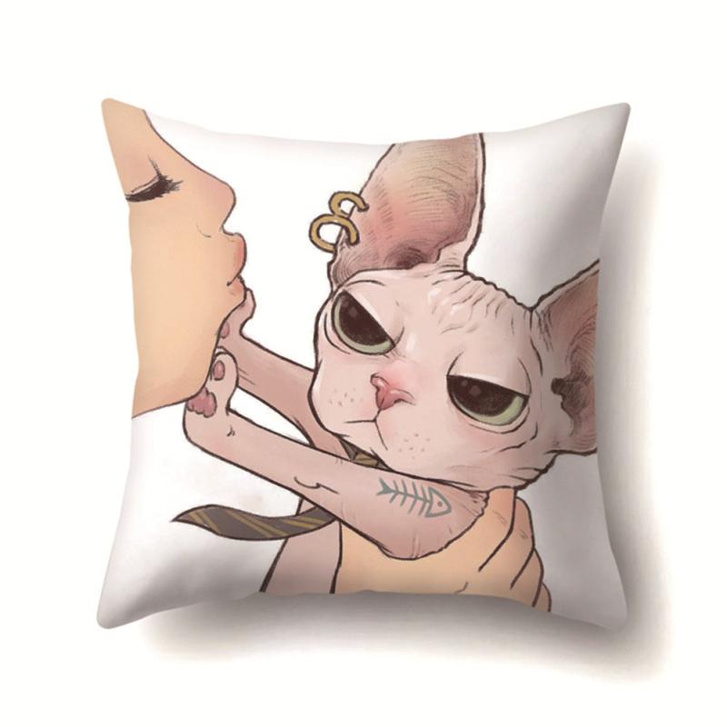 Cat Cushion Cover Throw Pillow Case for Home Decor