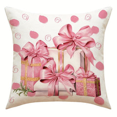Christmas Snowman Throw Pillow Cover - Pink Letter Printed Pillowcase