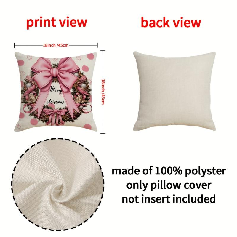 Christmas Snowman Throw Pillow Cover - Pink Letter Printed Pillowcase