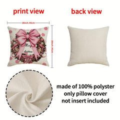 Christmas Snowman Throw Pillow Cover - Pink Letter Printed Pillowcase