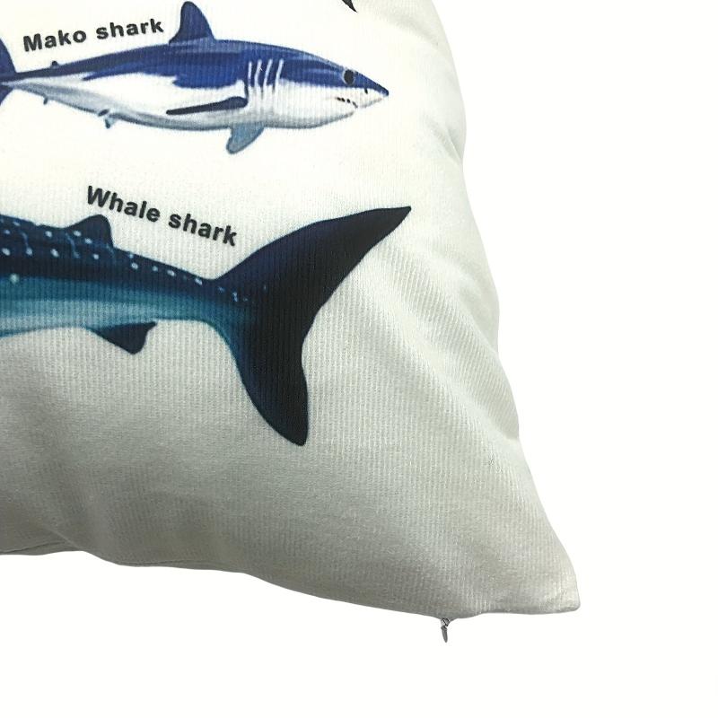 2pcs Throw Pillow Cover Sea Fish Sharks Decorative 18x18in Pillowcase