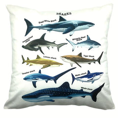 2pcs Throw Pillow Cover Sea Fish Sharks Decorative 18x18in Pillowcase