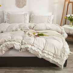 French Boho Style Ruffle Duvet Cover Set