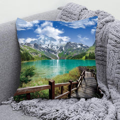 1pc Landscape Map Scenery Throw Pillowcase Easy to Clean Soft Feel