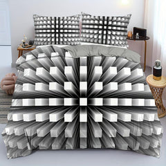 3pcs 3D Geometric Duvet Cover Set Three Dimensional Print Polyester Bedding Set