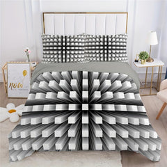 3pcs 3D Geometric Duvet Cover Set Three Dimensional Print Polyester Bedding Set
