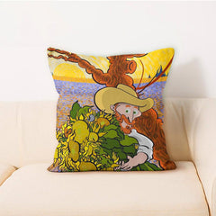 Linen Sunflower Starry Sky Ocean Throw Pillowcases, 17.7x17.7 in
