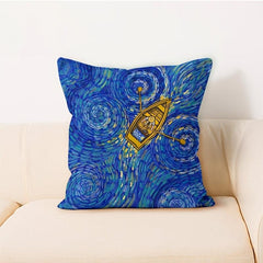 Linen Sunflower Starry Sky Ocean Throw Pillowcases, 17.7x17.7 in
