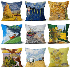 Linen Sunflower Starry Sky Ocean Throw Pillowcases, 17.7x17.7 in